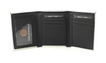 - Trust No One Print Vegan Leather Tri-fold Wallet