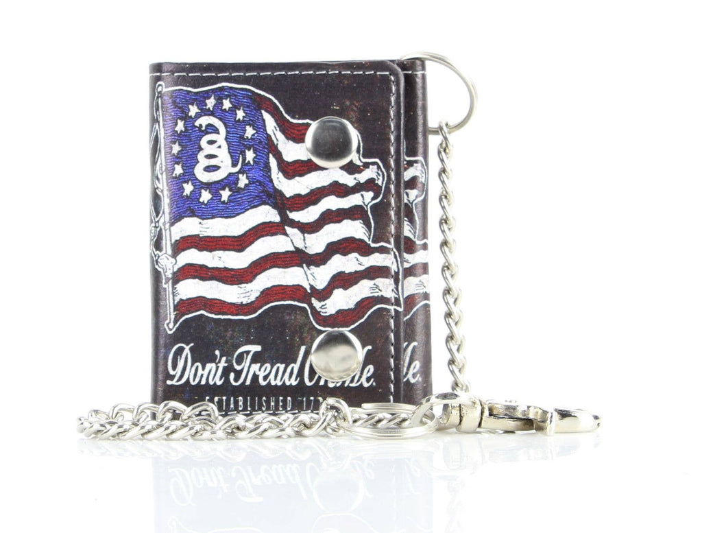 Leather Impressions Inc - Portefeuille chaîne en cuir vegan Don't Tread On Me avec coffret cadeau