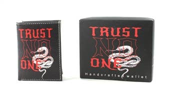 - Trust No One Print Vegan Leather Tri-fold Wallet