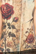 Origami Apparel ~  Lace and Crochet inspired - Soft Relaxed Tank With Delicate Floral Laced Hem - T08BG VINT BIRD