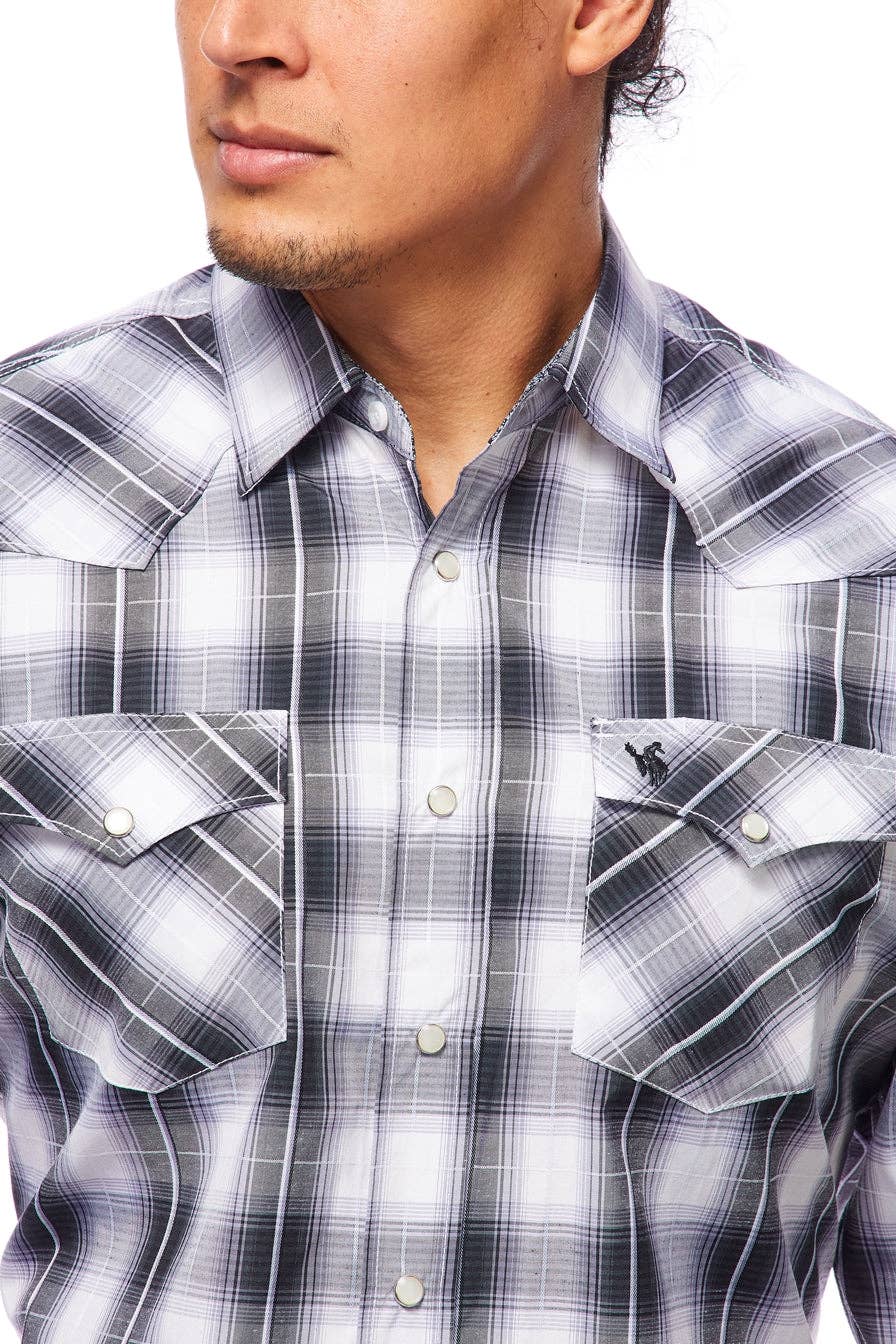 Rodeo Clothing - CHEMISES À MANCHES LONGUES ET BOUTONS-PRESSION WESTERN À CARREAUX POUR HOMMES RODEO CLOTHING