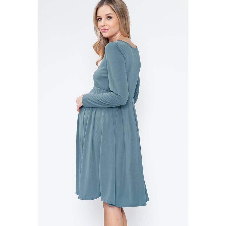 Story Teller - Maternity Shower Long Sleeve Solid Spring Dress