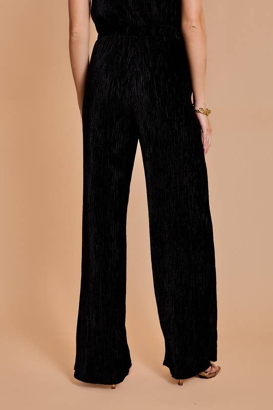 GILLI - COWL NECK TOP AND ELASTIC WAISTBAND WIDE PANTS