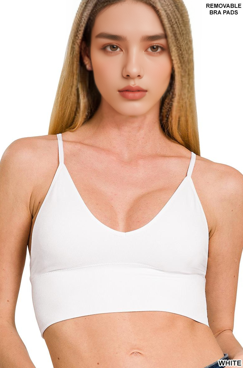 42POPS - `Ribbed Seamless Padded Bra Top