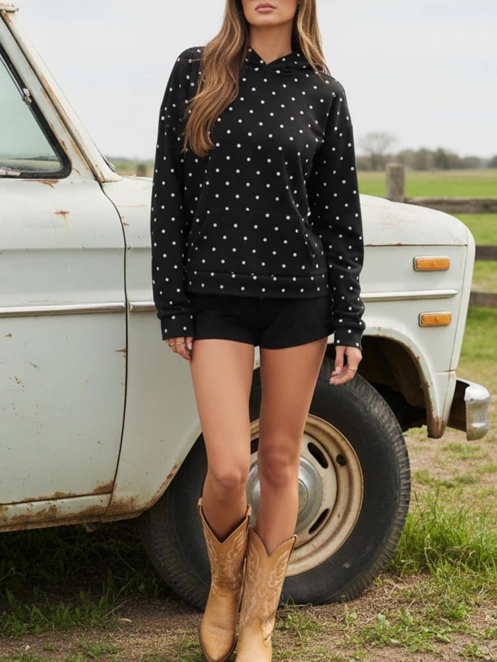 Rosa Clothing - Oversized Polka dot print hoodie