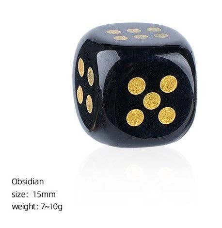Mahjong Dice - 15mm Natural Laser Engraved Cube Dice with Rounded Edges Semi-Precious Stone (Set of 2)