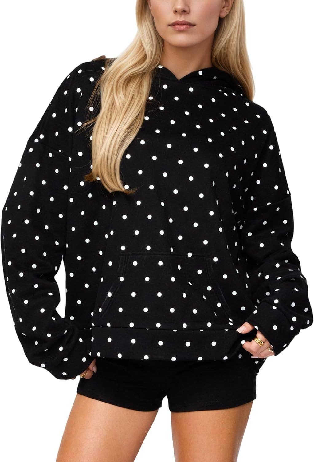 Rosa Clothing - Oversized Polka dot print hoodie
