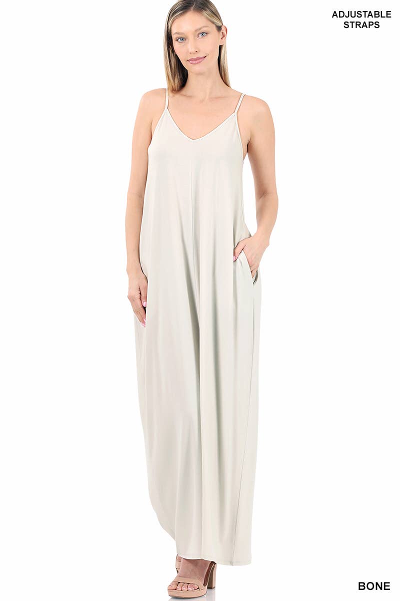 42POPS - V-NECK CAMI MAXI DRESS /w adjustable strap