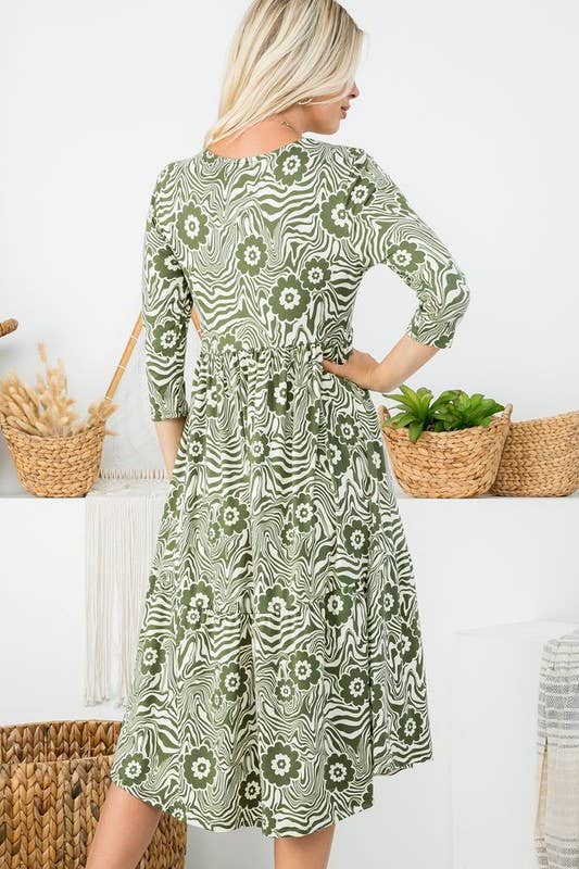 Rose Mellow Fashion - Tiered Midi Dress