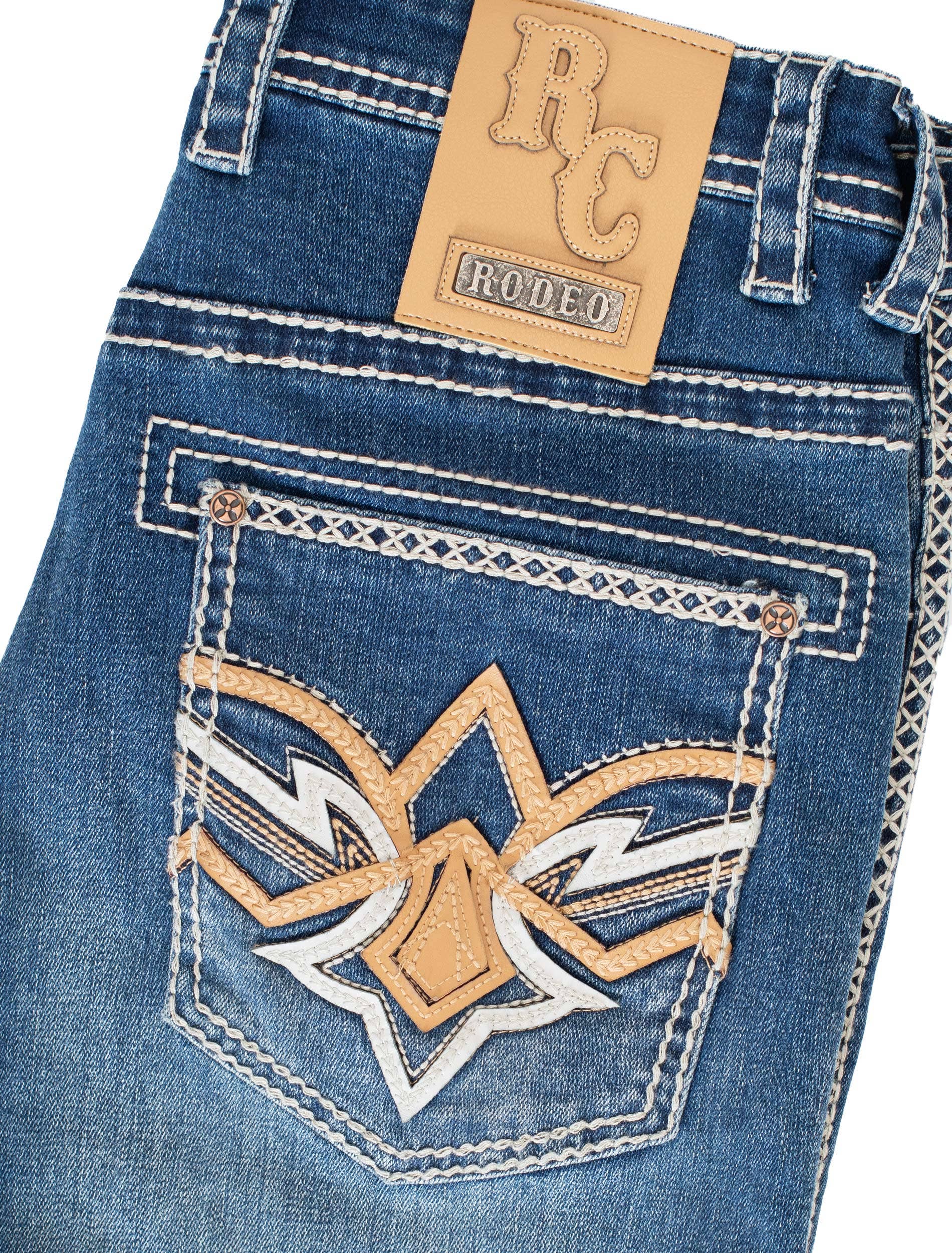 Rodeo Clothing - MEN'S COTTON/SPANDEX STRETCH FANCY SLIM STRAIGHT JEANS-RP500-505