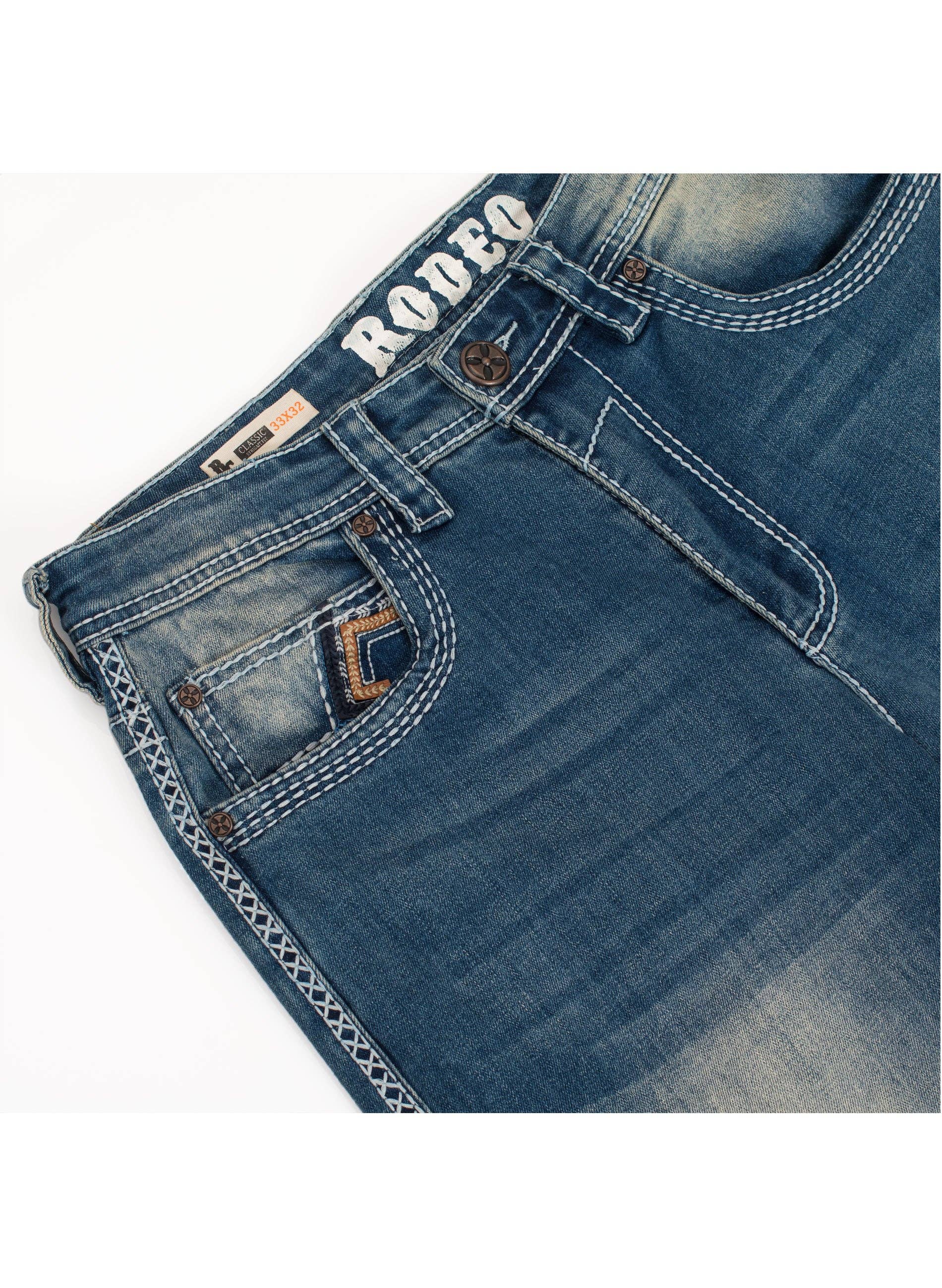 Rodeo Clothing - MEN'S COTTON/SPANDEX STRETCH FANCY SLIM STRAIGHT JEANS-RP500-515