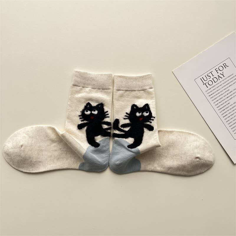 Tourtiwi - Adorable Cat Animal Pattern Casual Crew Socks