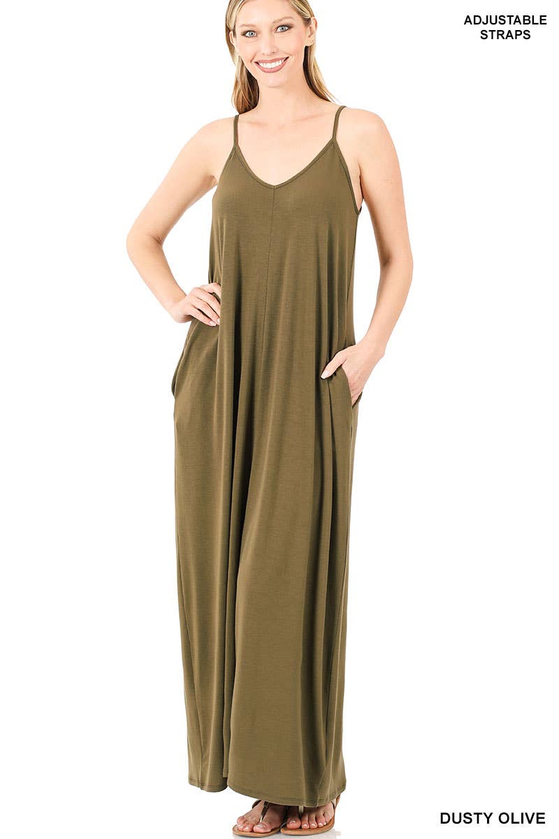 42POPS - V-NECK CAMI MAXI DRESS /w adjustable strap