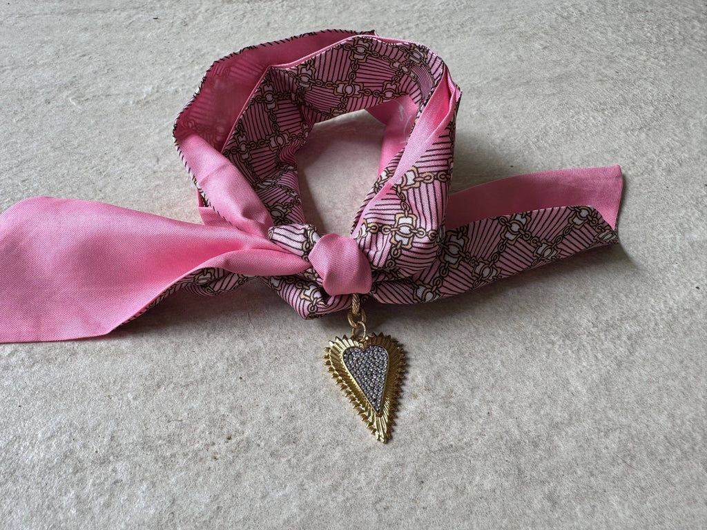 Loulu Designs - Golden Edge Heart Scarf Necklace