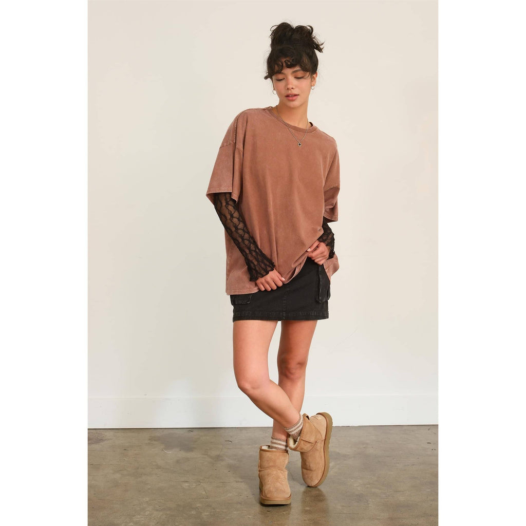 HYFVE - DZ24E437-OVERSIZED DISTRESSED COTTON T-SHIRT