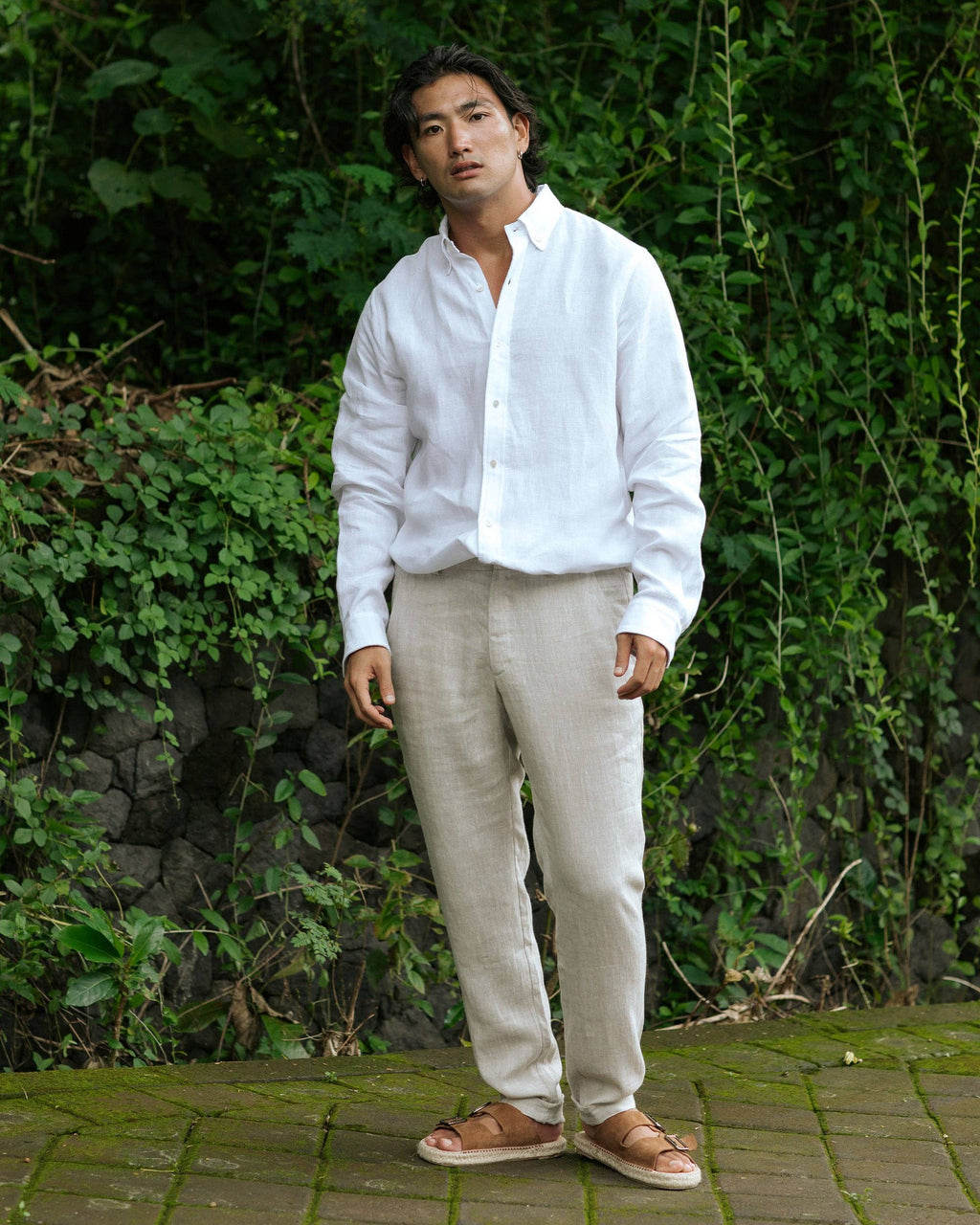 MagicLinen (We handle U.S. import procedures for you) - Regular straight leg men's linen pants SOGLIO in Natural