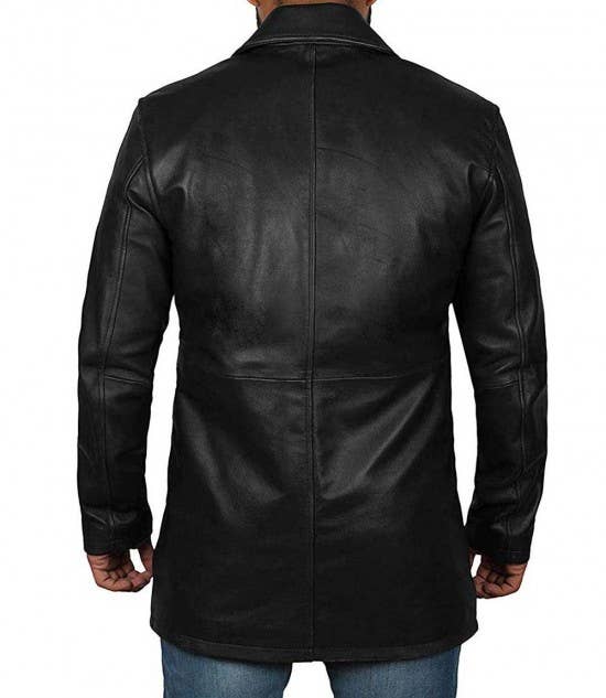 REMOVED BRAND - Angel Jackets 3/4 Black Leather Coat Mens