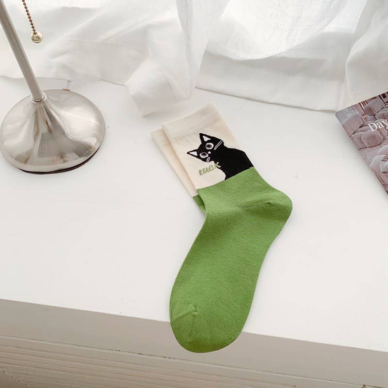 Cute Cat Expression Pattern Socks