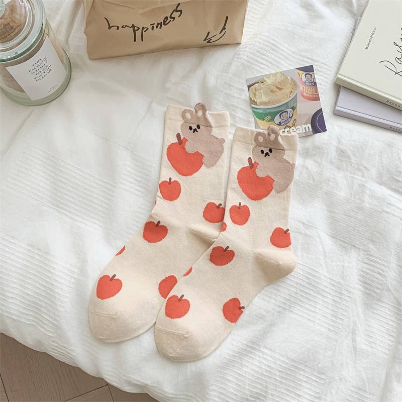 Cartoon Animal Patterns Themed Crew Socks