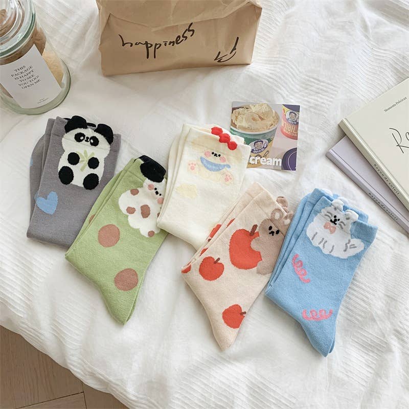 Cartoon Animal Patterns Themed Crew Socks