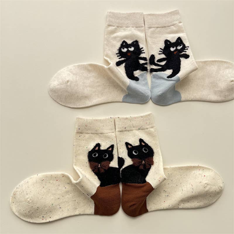 Tourtiwi - Adorable Cat Animal Pattern Casual Crew Socks