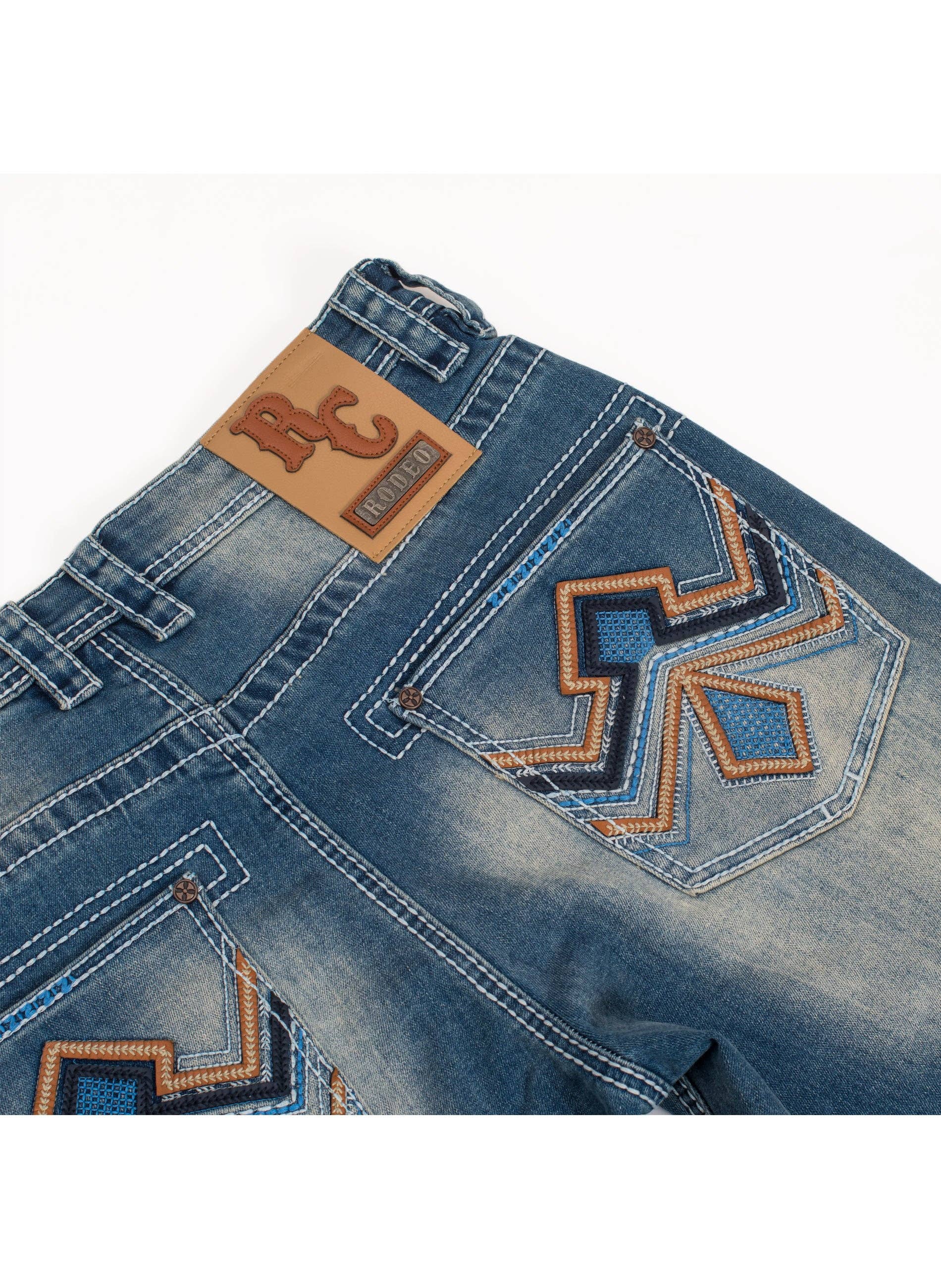 Rodeo Clothing - MEN'S COTTON/SPANDEX STRETCH FANCY SLIM STRAIGHT JEANS-RP500-515