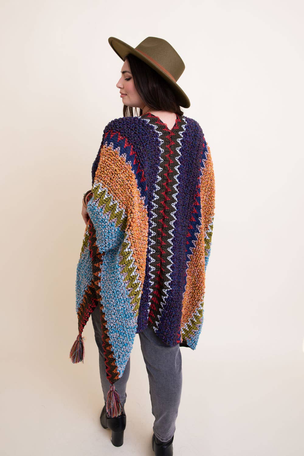 Leto Accessories - Plus Size Colorful Crochet Patterned Ruana