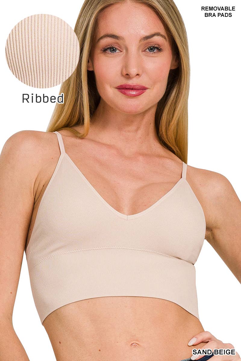 42POPS - `Ribbed Seamless Padded Bra Top