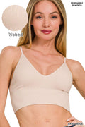 42POPS - `Ribbed Seamless Padded Bra Top