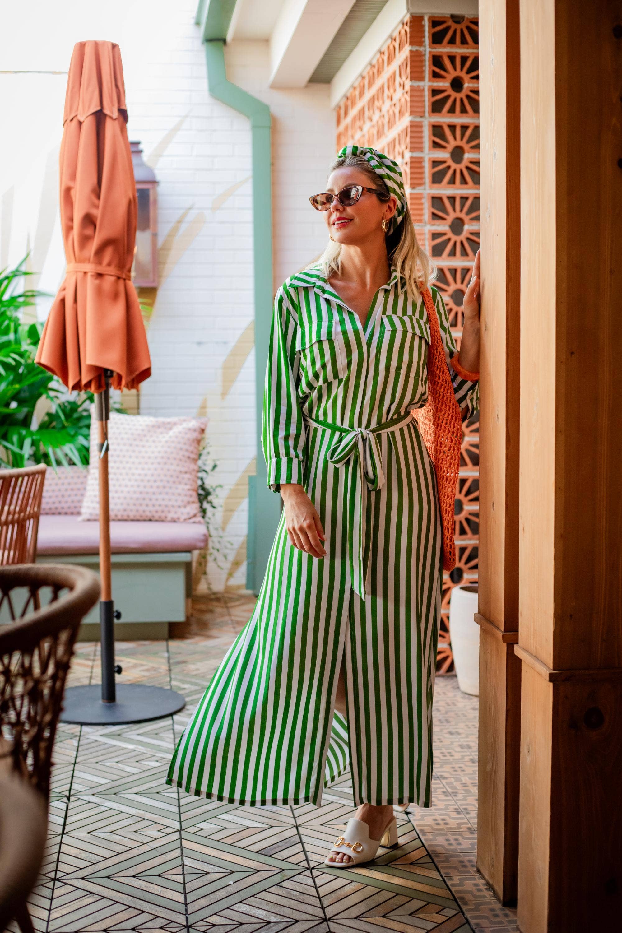 Escapada Living - 3/4 Sleeve Button Up Allegra Maxi Dress Belted Pockets