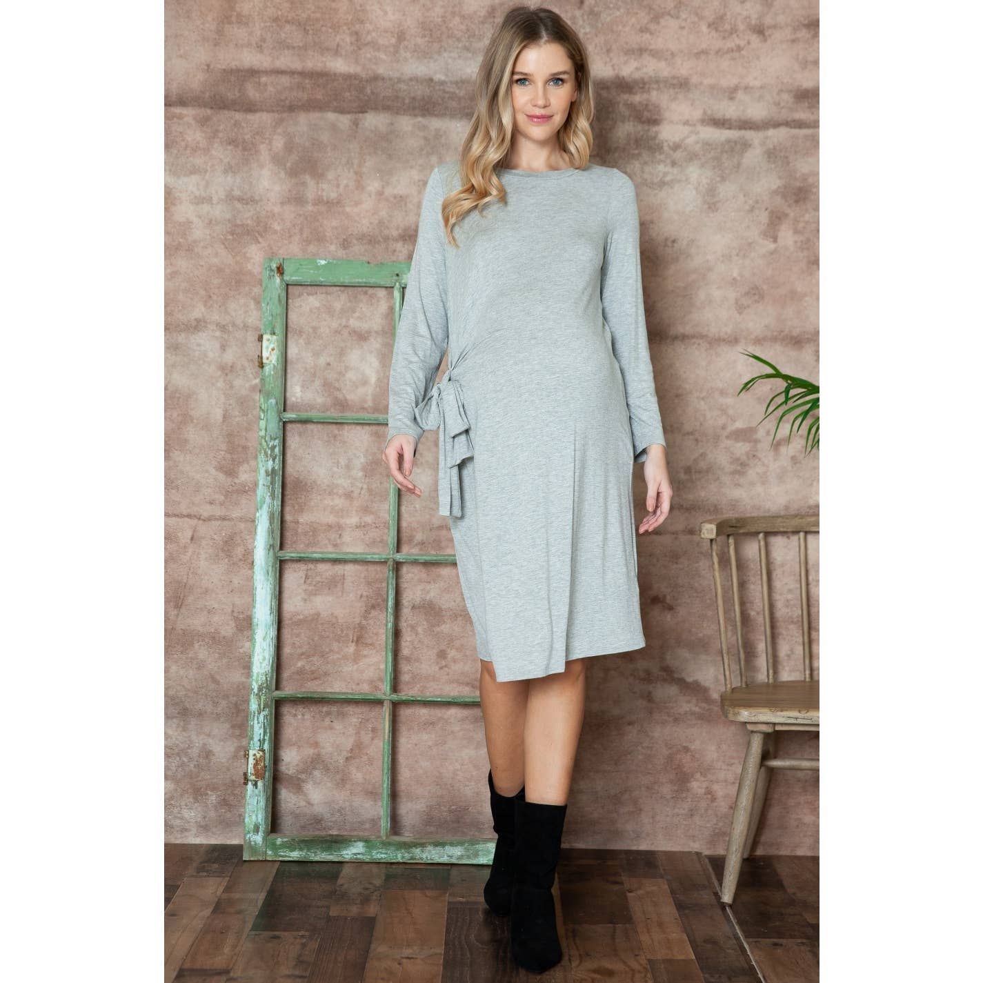 Story Teller - Maternity Long Sleeve Sexy Lounge Bodycon Midi Spring Dress