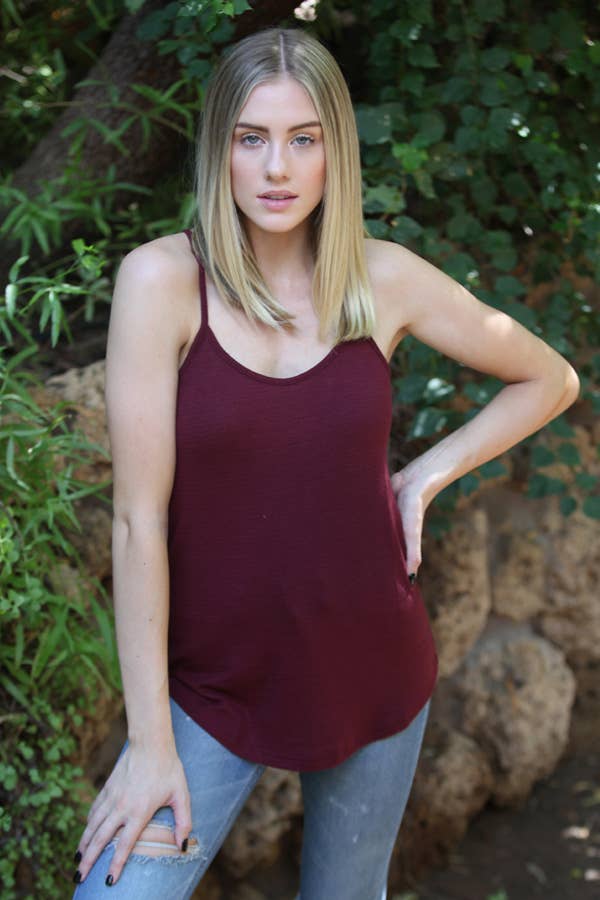 ANGIE - X2543-ASIS ROUNDED HEM RACER BACK CAMISOLE TANK TOP
