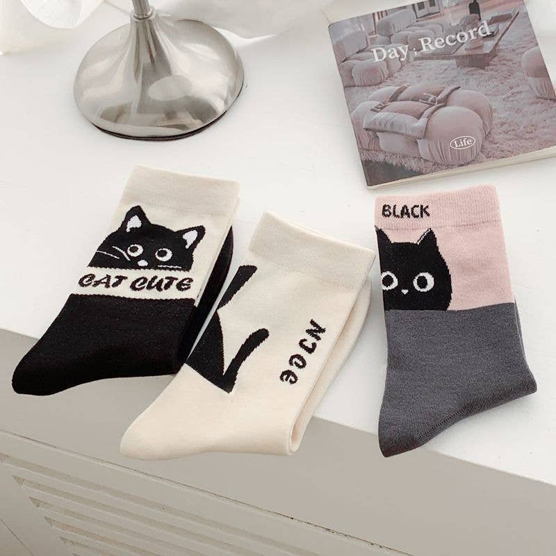 Cute Cat Expression Pattern Socks