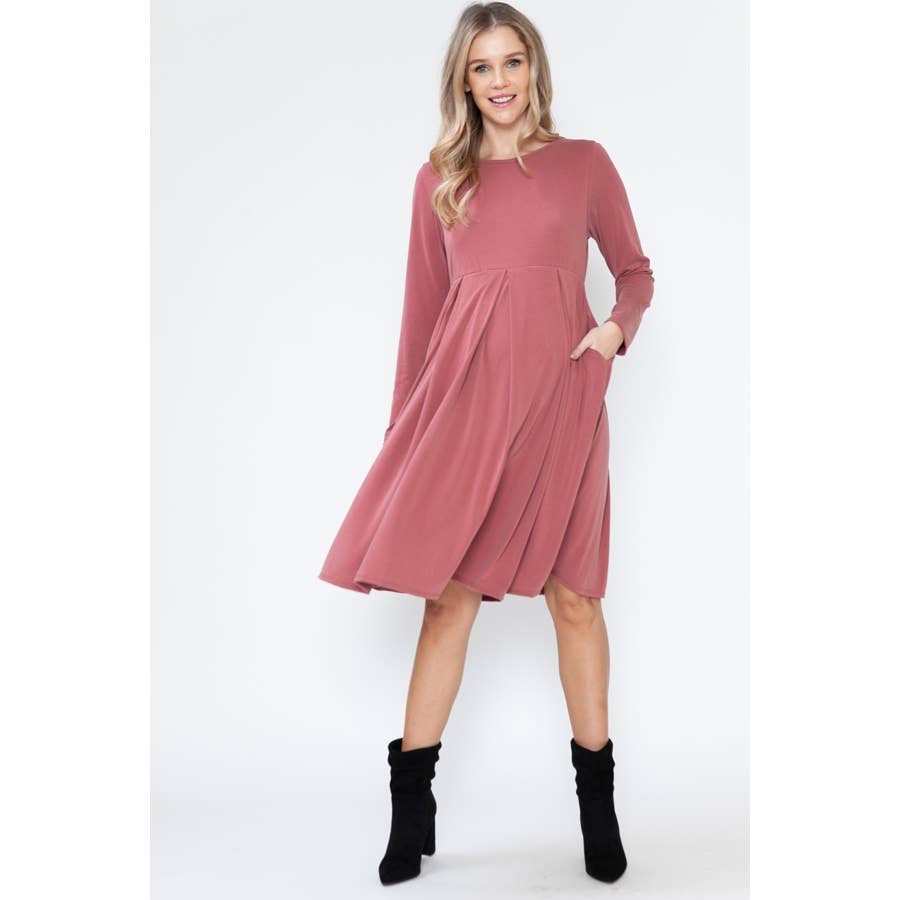 Story Teller - Maternity Shower Long Sleeve Solid Spring Dress