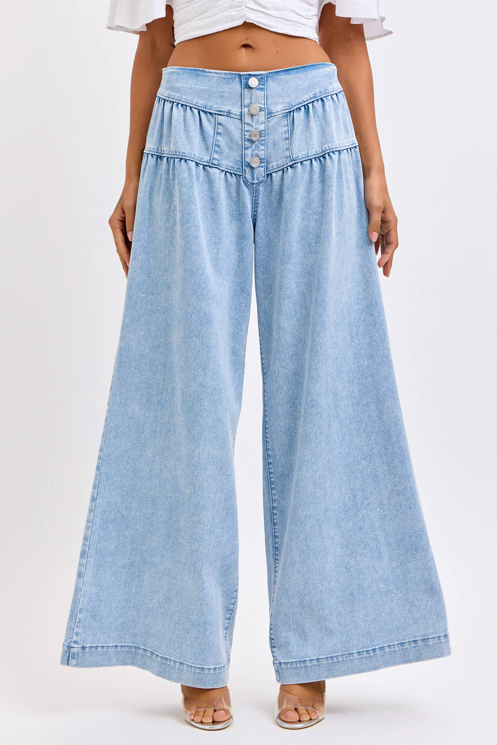 High Rise Wide Leg 4 Button