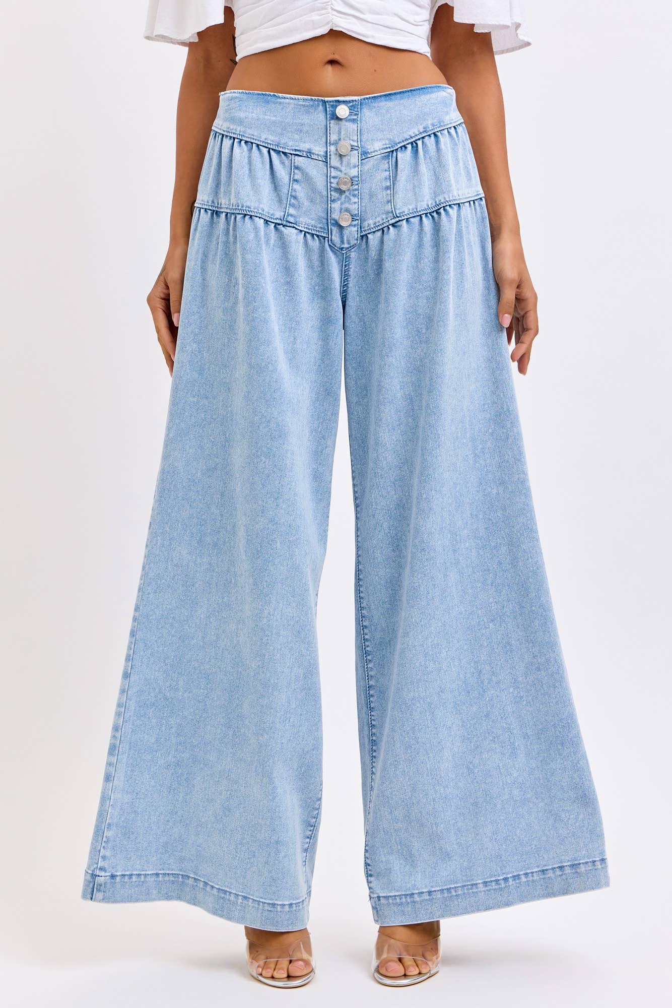 High Rise Wide Leg 4 Button
