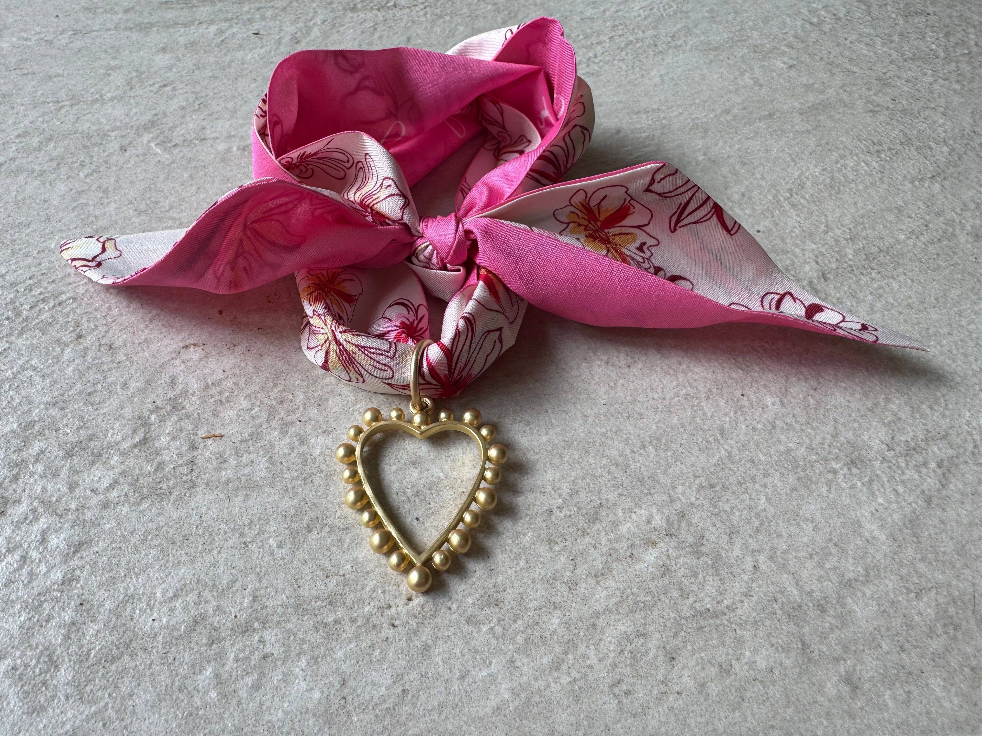 Loulu Designs - Blush Blossom Heart Scarf Necklace