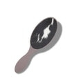Cloud gray hairbrush with full bristles and a stylish black and white hair-on hide back design.