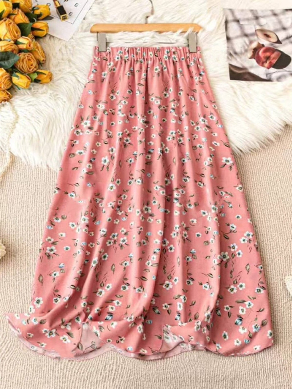 Rosa Clothing - High Waist Slim Floral Maxi Skirt