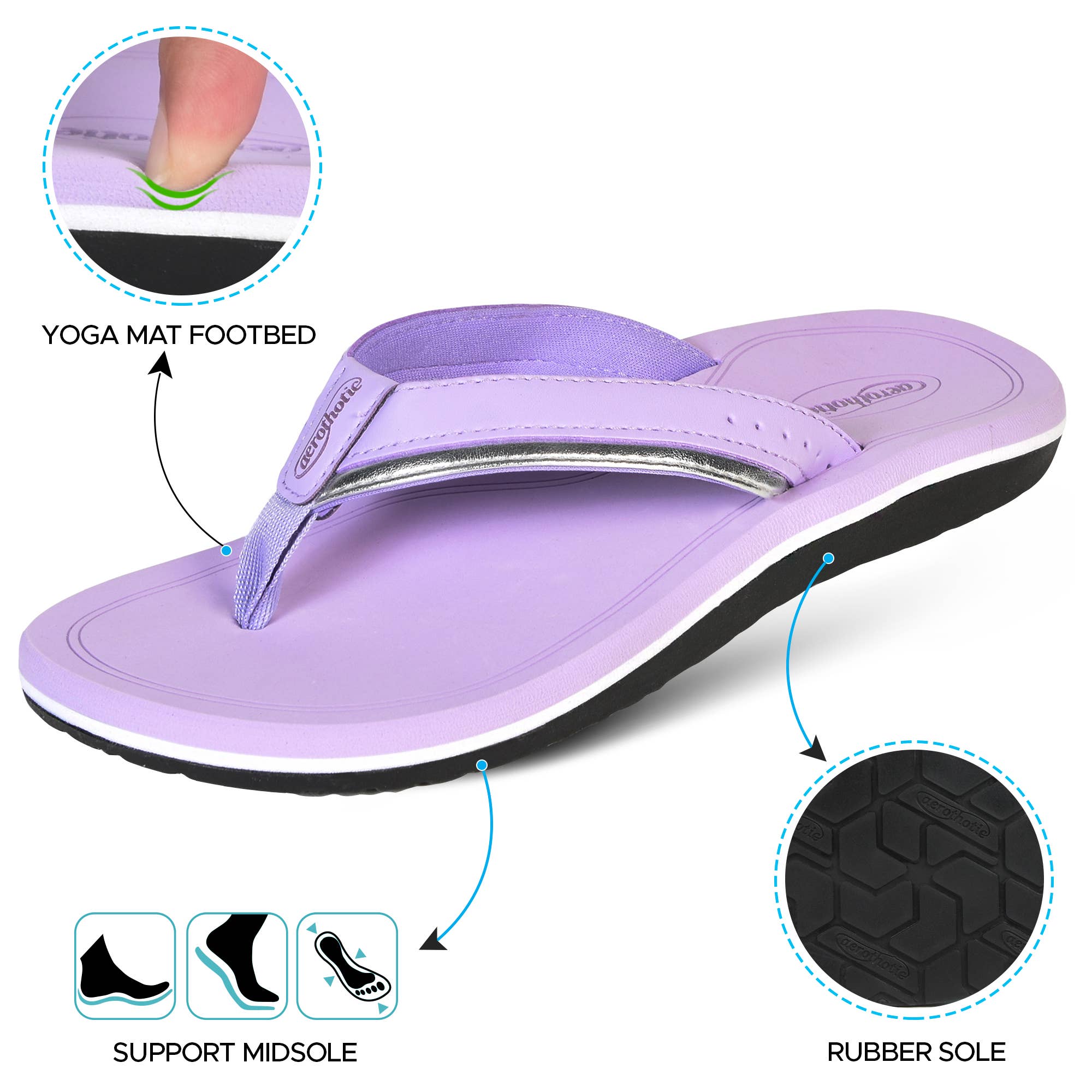 Aerothotic - OPAL CUSHION SOFT FLIP FLOP COMFORTABLE SANDALS FOR WOMEN