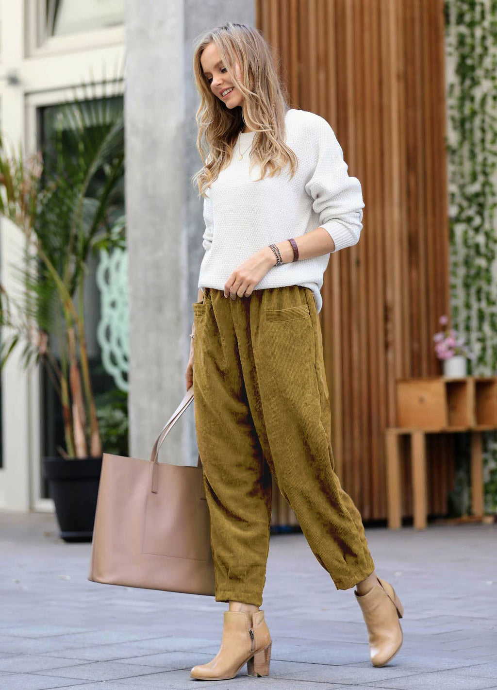 42POPS - Corduroy Front pocket Baggy Pants