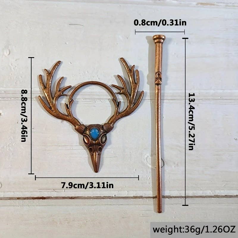 Tourtiwi - Vintage Crow Skull Moonstone Hair Accessories