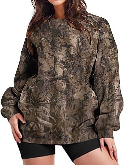 Rosa Clothing - Maple Leaf Print Oversized Sweatshirt Streetwear Essential