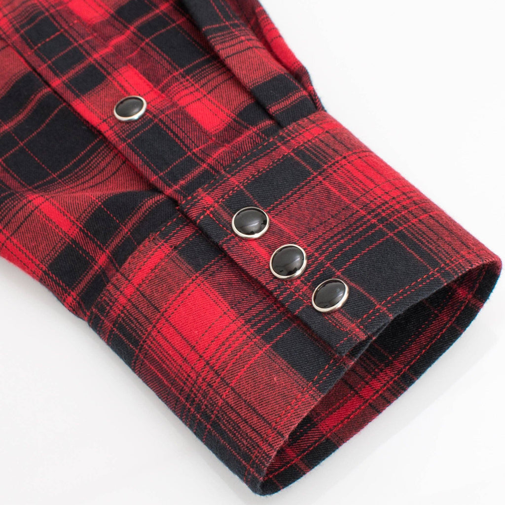 Rodeo Clothing - Men's Western Long Sleeve Flannel Shirts With Snap Buttons