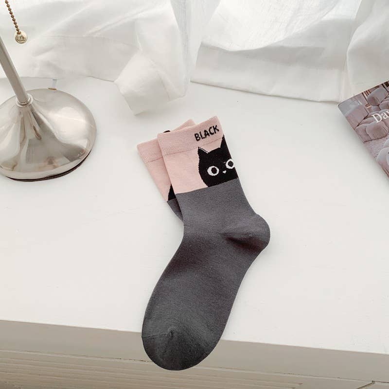 Cute Cat Expression Pattern Socks