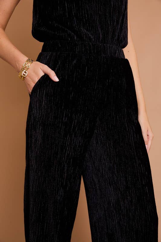 GILLI - COWL NECK TOP AND ELASTIC WAISTBAND WIDE PANTS