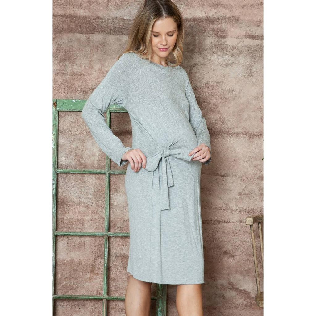 Story Teller - Maternity Long Sleeve Sexy Lounge Bodycon Midi Spring Dress