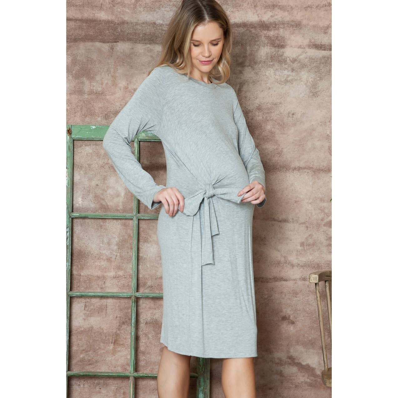 Story Teller - Maternity Long Sleeve Sexy Lounge Bodycon Midi Spring Dress