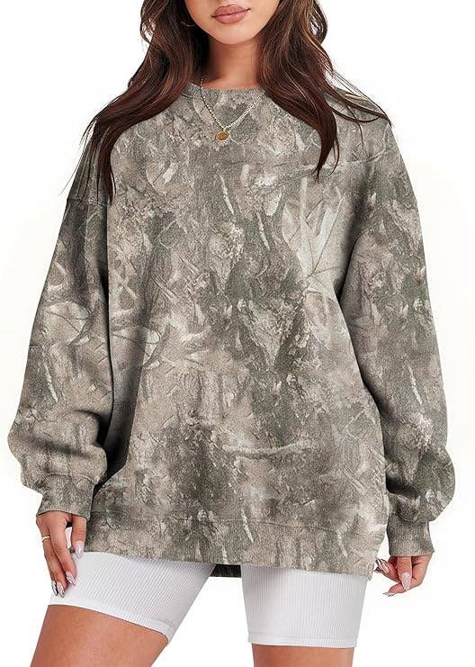 Rosa Clothing - Maple Leaf Print Oversized Sweatshirt Streetwear Essential