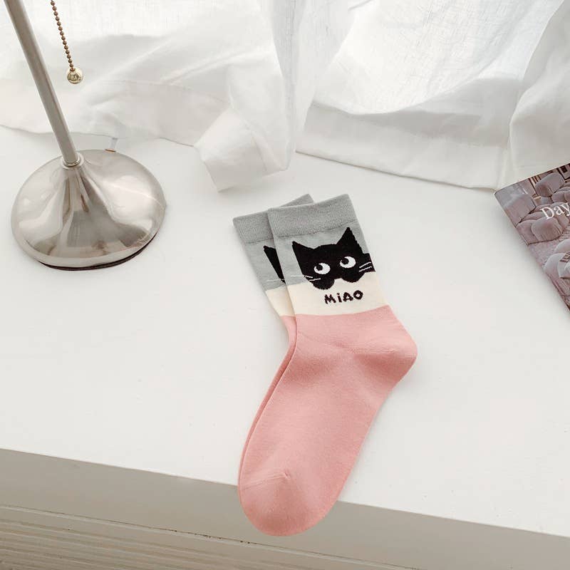 Cute Cat Expression Pattern Socks